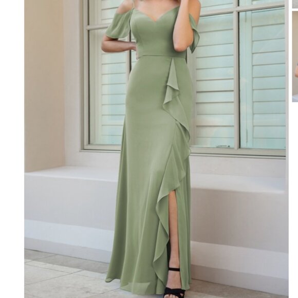 Jasmine Dresses & Skirts - Jasmine B233055 Whimsical Poly Chiffon Bridesmaid Gown in Celadon Size N10